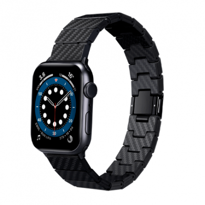 Браслет PITAKA Carbon Fiber Link для Apple Watch 42/44/45mm черно/серый