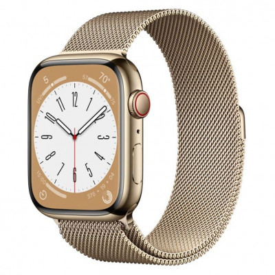Часы Apple Watch Series 8 45mm Gold Stainless Steel Case with Milanese Loop MNKP3