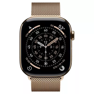 Часы Apple Watch Series 11 42mm Gold Titanium case with slate Milanese loop Часы Apple Watch Series 11 42mm Gold Titanium case with slate Milanese loop