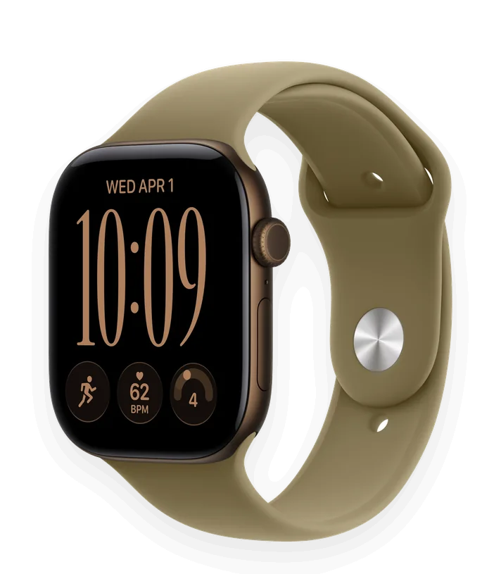 Apple Watch Series 12, 42 мм, Dark Bronze, Olive Sport Band